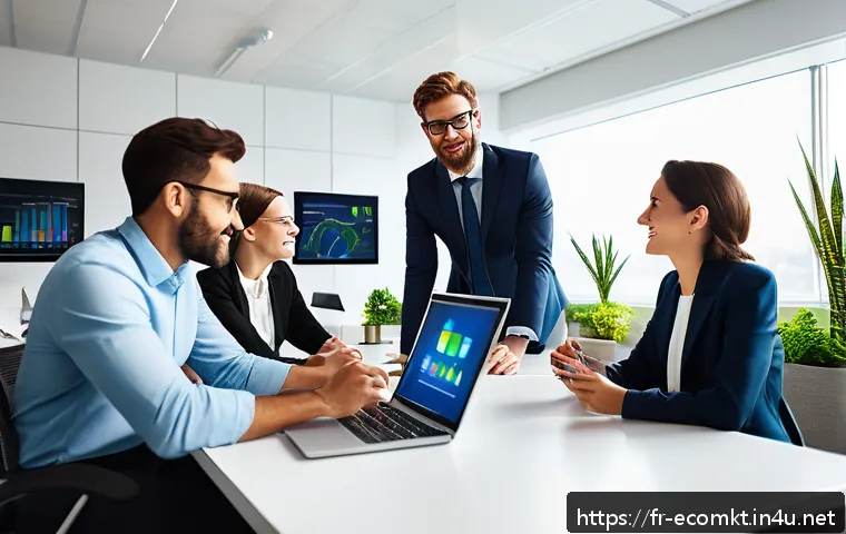 친환경 마케팅 직무 교육 프로그램 - A modern office meeting scene focused on sustainable marketing strategy development, featuring diver...